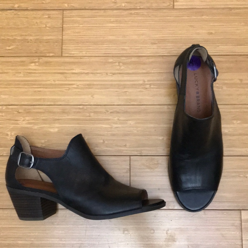 Lucky Brand Bannah Peep Toe Sandals  Block Heel